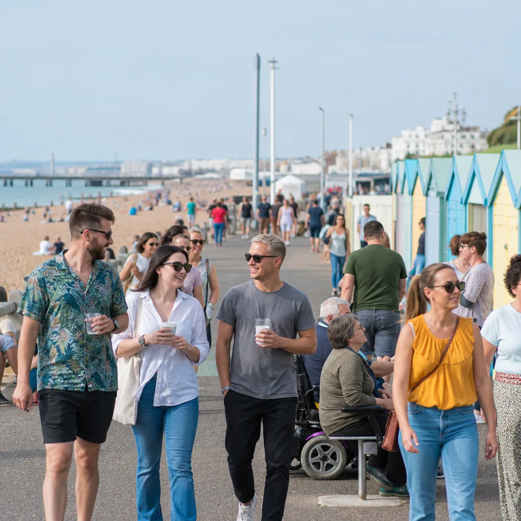 Runners and volunteers gathering on Hove Promenade in Brighton